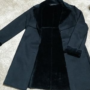 Black Faux Suede Coat